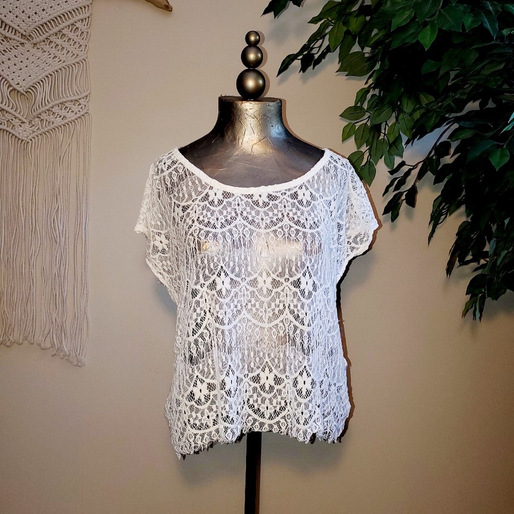 Self Esteem Cream Lacy Top & Eyelash Detail OSFA